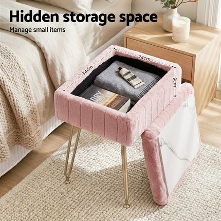 Artiss Storage Ottoman Vanity Foot Stool Pink 5
