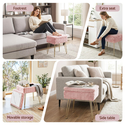 Artiss Storage Ottoman Vanity Foot Stool Pink 7