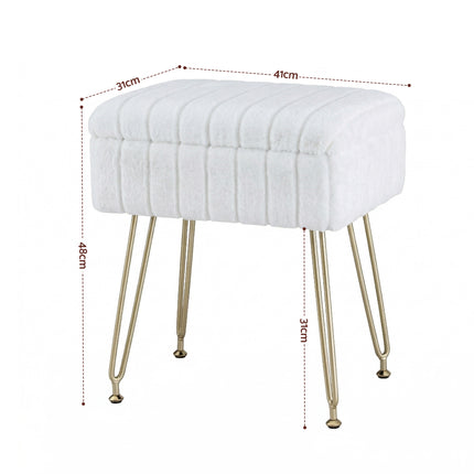 Artiss Storage Ottoman Vanity Foot Stool White 2