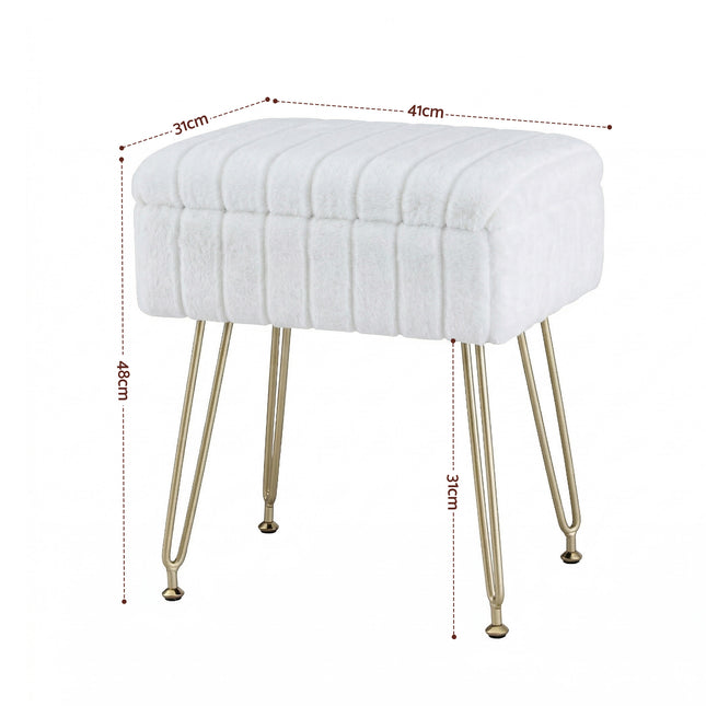 Artiss Storage Ottoman Vanity Foot Stool White 2