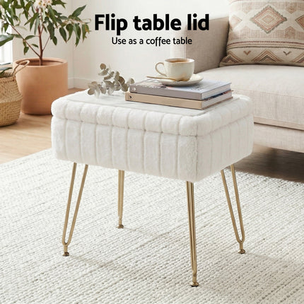 Artiss Storage Ottoman Vanity Foot Stool White 4