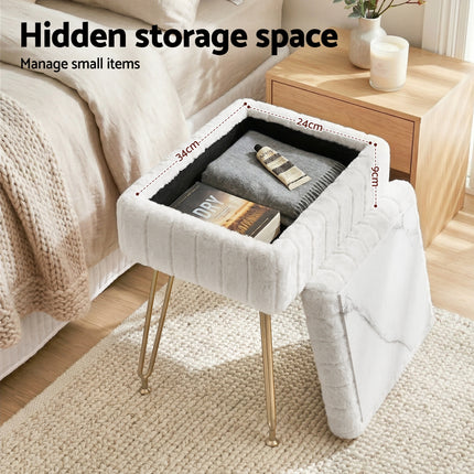 Artiss Storage Ottoman Vanity Foot Stool White 5