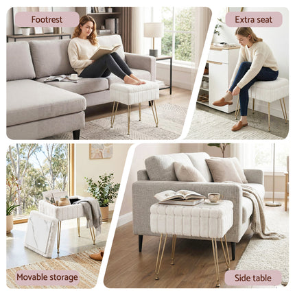 Artiss Storage Ottoman Vanity Foot Stool White 7