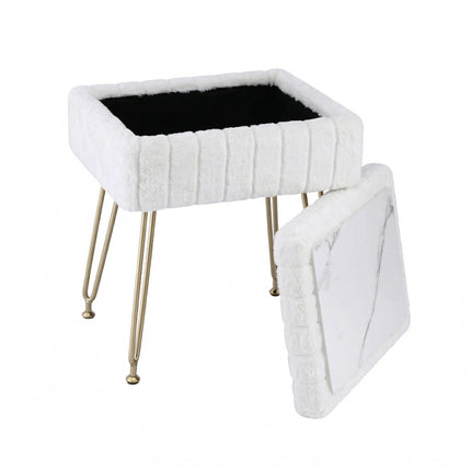 Artiss Storage Ottoman Vanity Foot Stool White 8