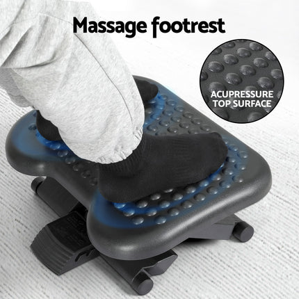 Artiss Foot Rest Stool Office Under Desk Angle Adjustable Footrest Massage Black 4