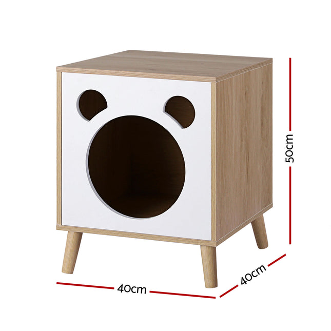 Artiss Cat Nest Bedside Table Solid Wood 2
