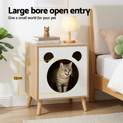 Artiss Cat Nest Bedside Table Solid Wood 4
