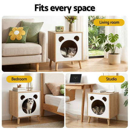 Artiss Cat Nest Bedside Table Solid Wood 6