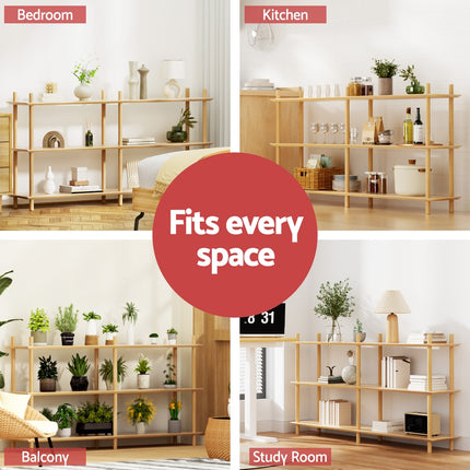 Artiss Bookshelf 3 Tiers Bookcase Display Shelves Wooden Storage Stand Rack Pine 6