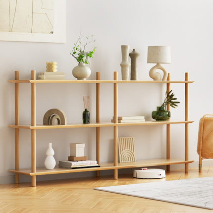 Artiss Bookshelf 3 Tiers Bookcase Display Shelves Wooden Storage Stand Rack Pine 8
