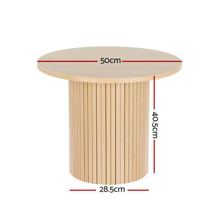 Artiss Coffee Table Round Fluted Base PIIA