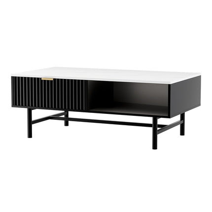 Artiss Coffee Table Drawer Storage Shelf Black 7