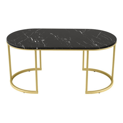 Artiss Coffee Table Marble Effect Black 3