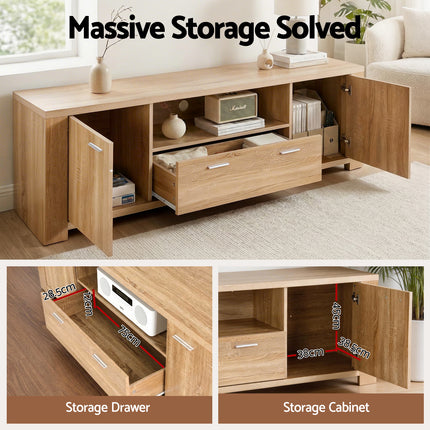 Artiss 180cm TV Unit Entertainment Unit Storage Drawer Cabinet Pine 5