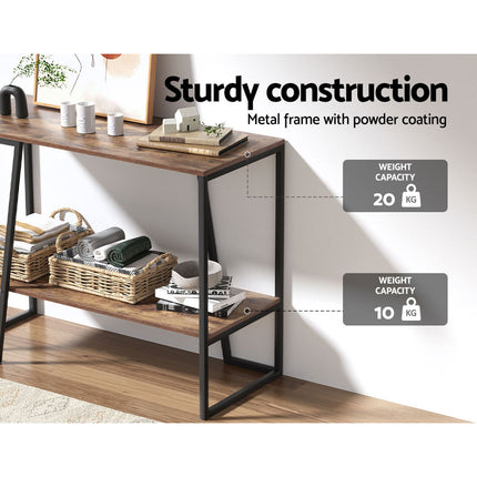 Artiss Console Table 106CM 2-tier Walnut Cora 7