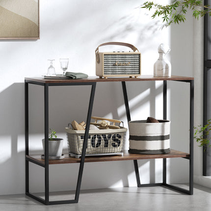 Artiss Console Table 106CM 2-tier Walnut Cora 8
