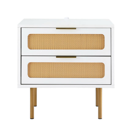 Artiss Rattan Bedside Table 2 Drawers Pine