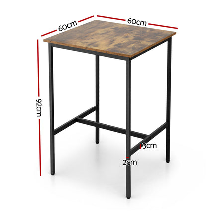 Artiss Bar Table Counter Kitchen Dining Desk Pub 60x92cm Vintage Metal Walnut 2