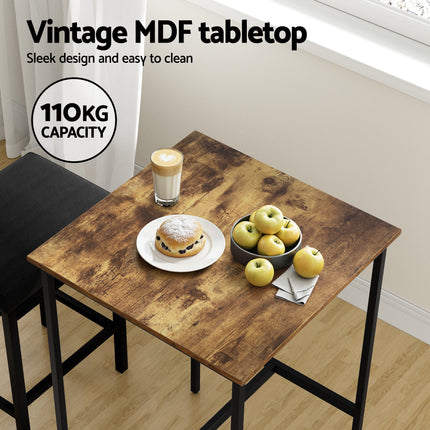 Artiss Bar Table Counter Kitchen Dining Desk Pub 60x92cm Vintage Metal Walnut 5