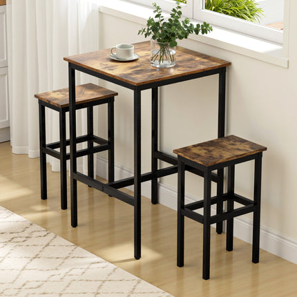 Artiss Bar Table Counter Kitchen Dining Desk Pub 60x92cm Vintage Metal Walnut 7