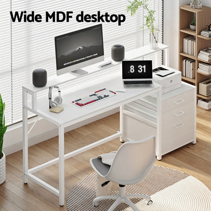 Artiss Computer Desk Home Office Study Table Desks w/Drawers Open Shelf White 160CM 4