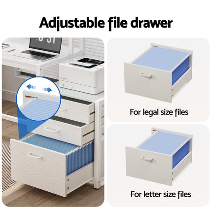 Artiss Computer Desk Home Office Study Table Desks w/Drawers Open Shelf White 160CM 6