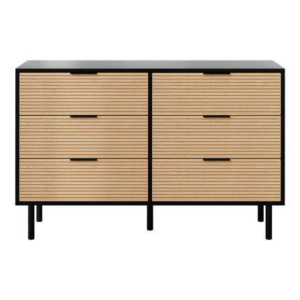 Artiss 6 Chest of Drawers Dresser Table Black&Pine 4