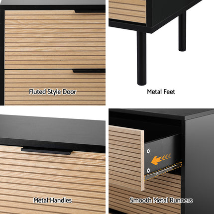 Artiss 6 Chest of Drawers Dresser Table Black&Pine 7