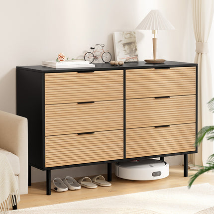 Artiss 6 Chest of Drawers Dresser Table Black&Pine 8