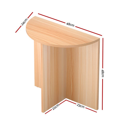 Artiss Coffee Table Semi-circle 48CM Pine Elva 2