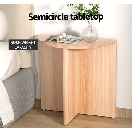 Artiss Coffee Table Semi-circle 48CM Pine Elva 4