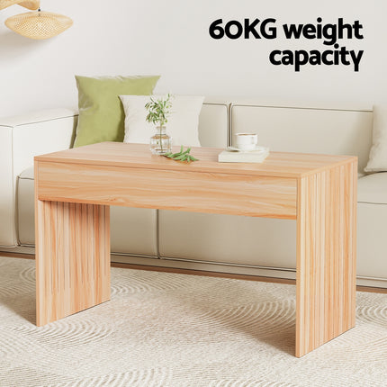 Artiss Coffee Table Rectangle Fluted Side 100CM 5