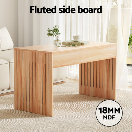 Artiss Coffee Table Rectangle Fluted Side 100CM 6