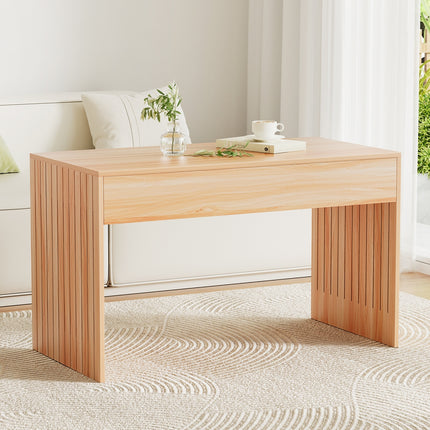 Artiss Coffee Table Rectangle Fluted Side 100CM 7