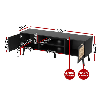 Artiss TV Unit 150cm Storage Cabinet Black 3