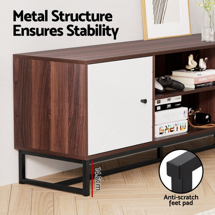 Artiss TV Unit 150cm Storage Shelves Walnut White 7