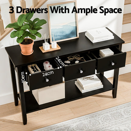 Artiss Console Table Hallway Sofa Entryway Entrance 3 Drawers 100CM Black 6
