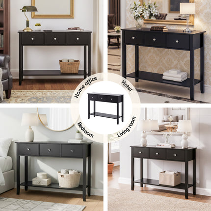 Artiss Console Table Hallway Sofa Entryway Entrance 3 Drawers 100CM Black 8
