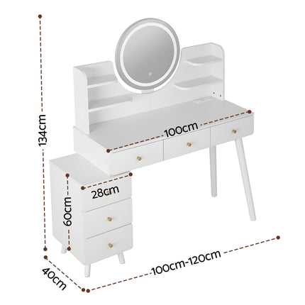 Artiss Dressing Table Vanity Desk LED Charging Station White 3
