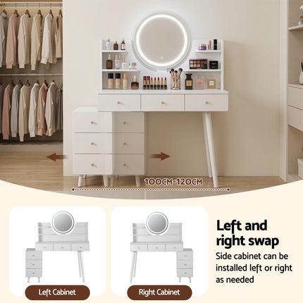 Artiss Dressing Table Vanity Desk LED Charging Station White 7