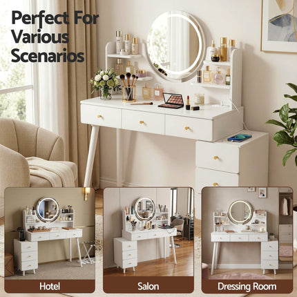 Artiss Dressing Table Vanity Desk LED Charging Station White 9