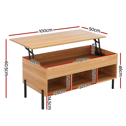 Artiss Coffee Table Lift-top Oak 2