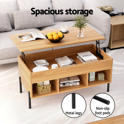 Artiss Coffee Table Lift-top Oak 5