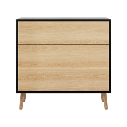Artiss 3 Chest of Drawers Dresser Table Black&Pine 4