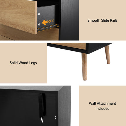Artiss 3 Chest of Drawers Dresser Table Black&Pine 7