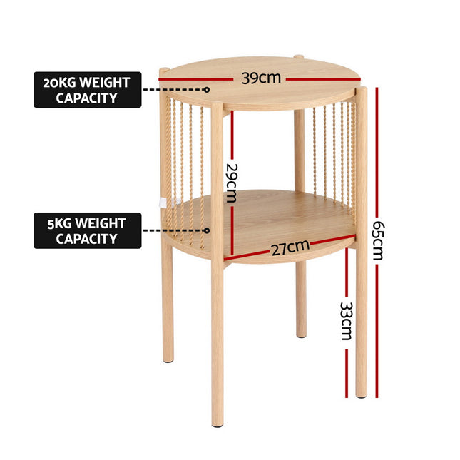 Artiss Coffee Table 2-Tier Round Wood 2