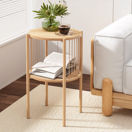 Artiss Coffee Table 2-Tier Round Wood 8