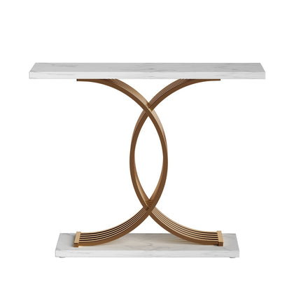Artiss Console Table Marble Effect White&Gold 4