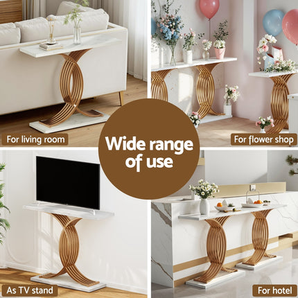 Artiss Console Table Marble Effect White&Gold 6