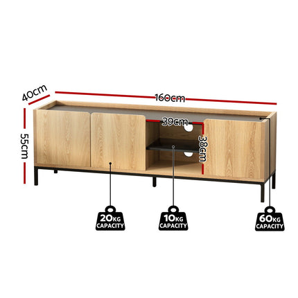 Artiss TV Unit Entertainment Unit Storage Cabinet Shelf 160cm Pine 4